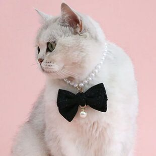 Collar con joyería gato lazo para perlas colgante