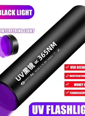 Mini linterna LED UV portátil, luz ultravioleta negra para