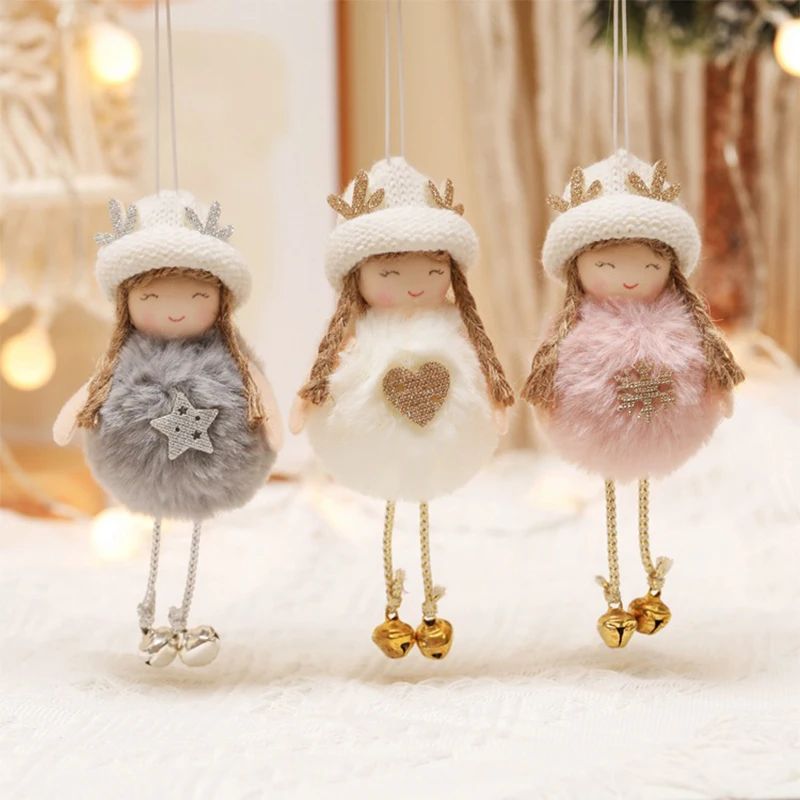 Natal Plush Angel Antler Girl Dolls, Xmas Tree Hanging Ornam