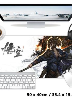 Macaco Rei estendido Gaming Mouse Pad, preto mito Wukong, gr