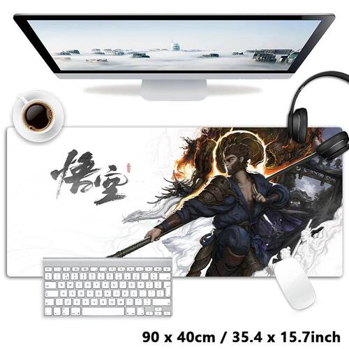 Macaco Rei estendido Gaming Mouse Pad, preto mito Wukong, gr
