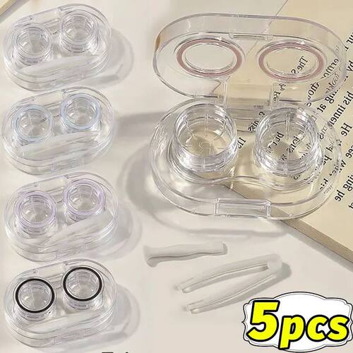 Pequeno Plástico Contact Lens Casos com Pin?a, Simples Oval