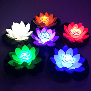 Luz de noche de loto flotante artificial, de 18cm lámpara L