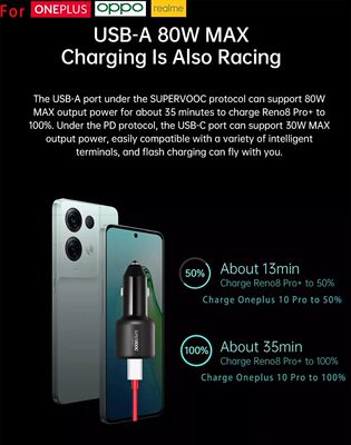 Oneplus-cargador Usb Supervooc para coche, adaptador de carg