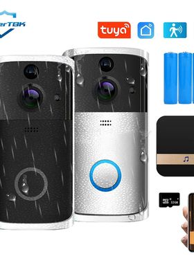 Tuya-Campainha doméstica inteligente com camera, 1080p, 720