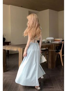 Vestido feminino sem encosto francês sem mangas com gola az