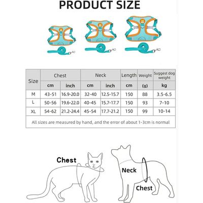 Chaleco de arnés para mascotas, correa de pecho, cuerda ref