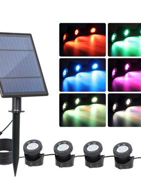 Lámpara Solar RGB LED subacuática, foco cambiable IP68, fo