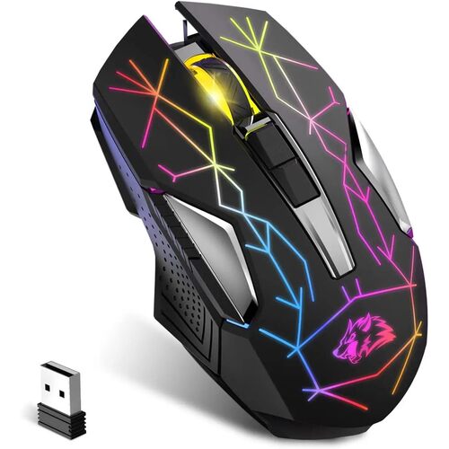 Ziyoulang-X18 Mouse para jogos sem fio, 2.4G, 7 RGB Light, 2