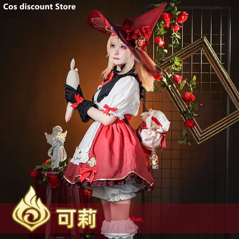Game Genshin Impact Cosplay para mulheres, vestido Klee Witc
