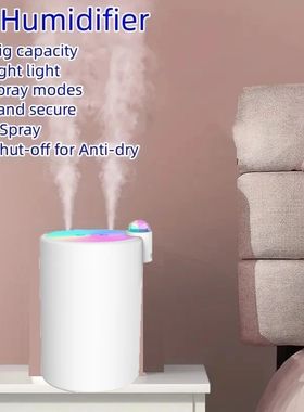 Umidificador de Ar USB com Porta Dupla Spray, Difusor de Aro