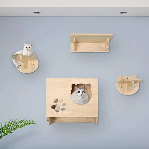 Parede de madeira Escalada Quadro para Gatos, Mobiliário Ha