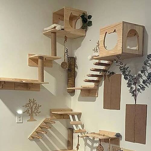 Montado Na Parede Gato Escalada Escada De árvore Quadro, Pl