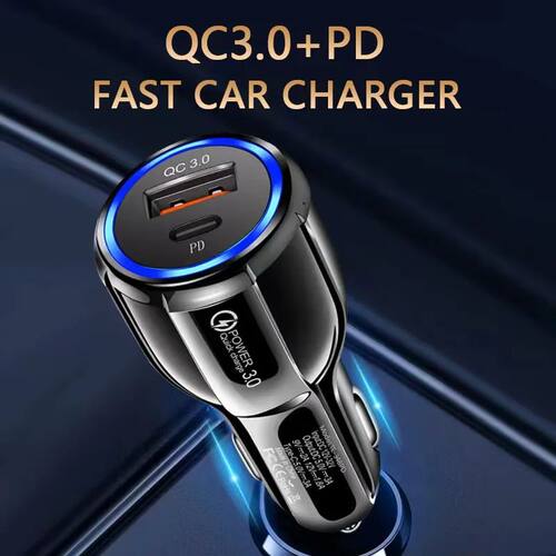 Cargador USB tipo C para coche, adaptador de Cargador de tel
