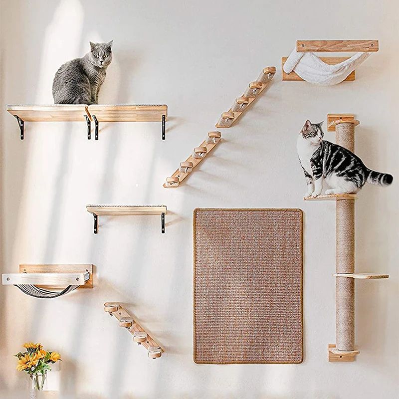 1pc montado na parede do gato móveis de madeira gato pratel