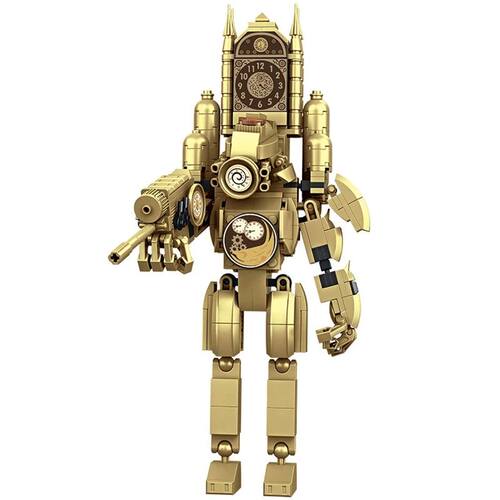 MOC Gold Skibidi Toilet Man Building Blocks Toys, Titan Cloc