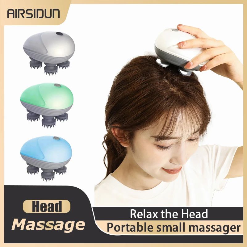 Massageador de cabe?a portátil pequeno, relaxamento, corpo