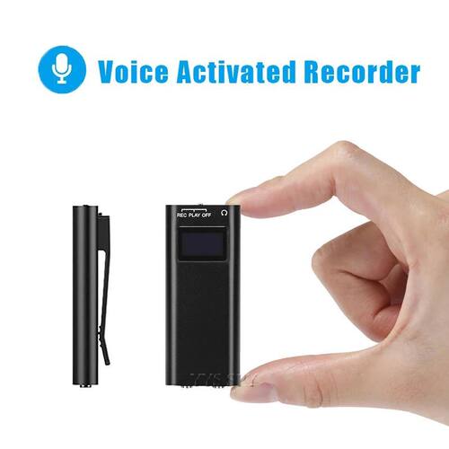 Mini gravador ativado por voz de bolso com clipe traseiro re