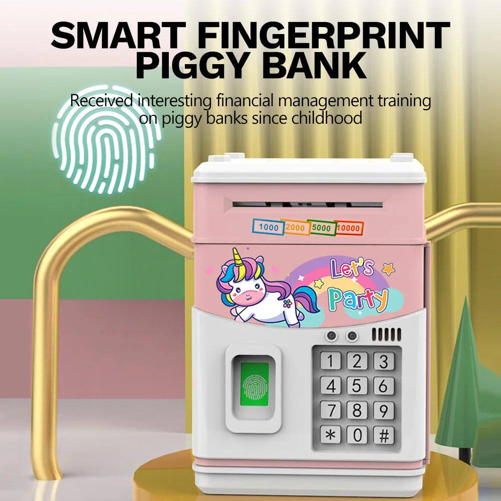 Simula??o Fingerprint Piggy Bank with Music, Dinheiro Autom