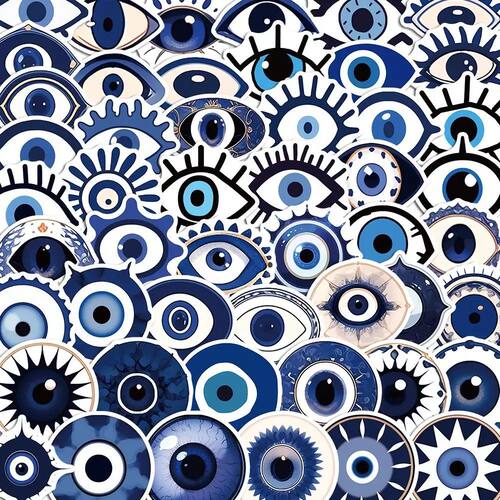 Blue Evil Eyes Stickers Pack para crian?as, decalques legais