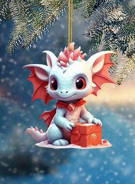 Christmas Tree Decoration, Acrylic Cute Dragon Statue, Xmas