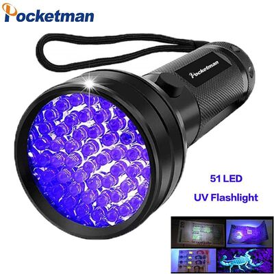 Linterna LED UV de 100 NM, luz negra ultravioleta de 395 NM,