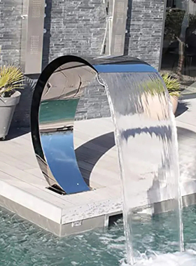 Fuente de acero inoxidable para piscina, grifo decorativo de