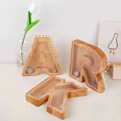 Alfabeto nglês Moeda Money Mealheiro, Carta De Madeira, Cai