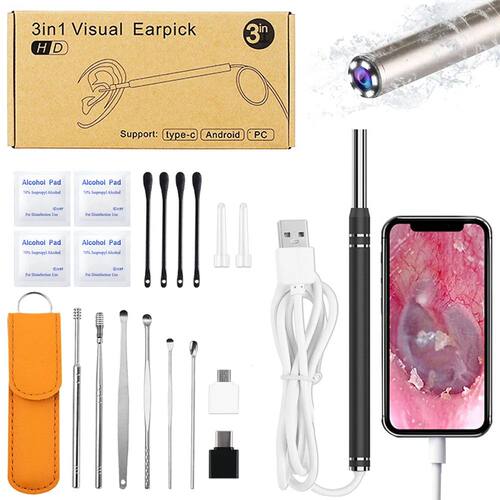 USB Ear Cleaner Wax Removal Otoscope Cleaning Pick Tool LED