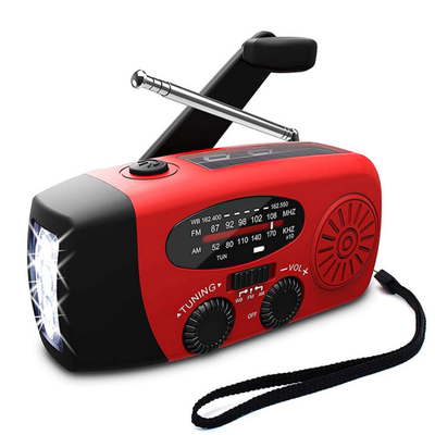 LED Hand Crank Dynamo Powered Lanterna, AM, FM, NOAA Rádio,