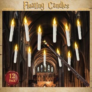 Velas Flameless Flutuantes LED Flickering com Varinha Mágic