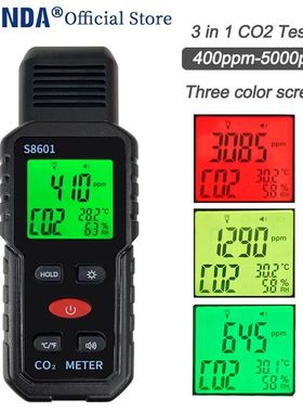 Monitor de calidad del aire 3 en 1, medidor de CO2 portátil