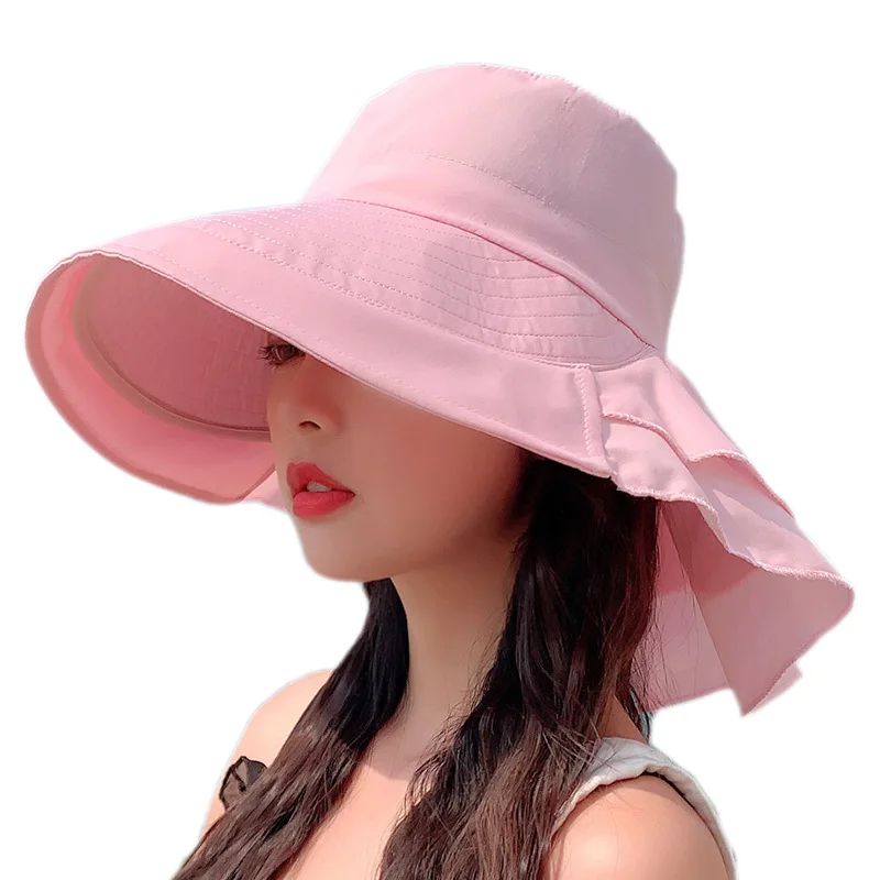New Summer Women's Neck-Protecting Sunscreen Wide-Brimmed Fi图片