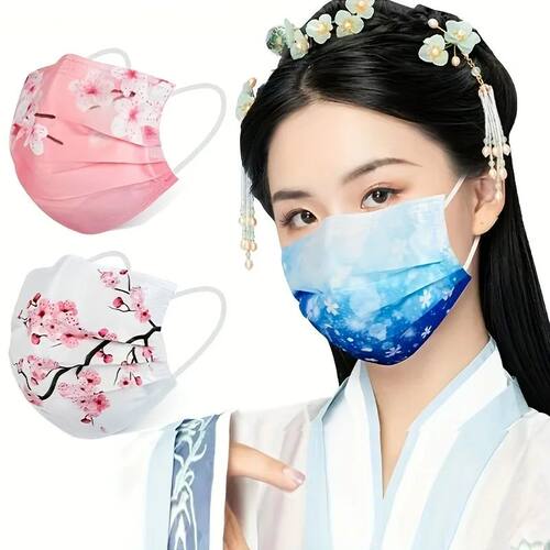 10pcs Romantic Floral & Starry Sky Print Face Masks for Wome