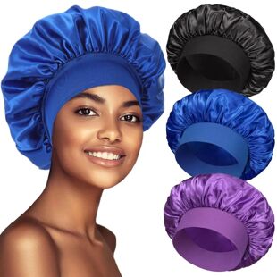 New Satin Wide Brim Nightcap Silky Bonnet Hair Wrap for Slee