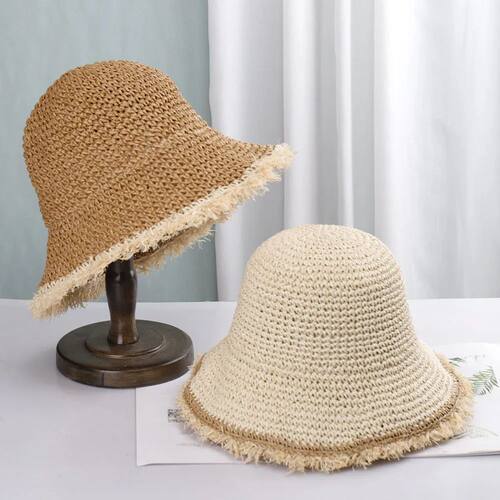 Crochet Straw Hat for Women Summer Handmade Hollow Out Panam