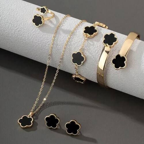 Shiny Lucky Flower Jewelry Set, Acrylic Bangle Bracelet Clov