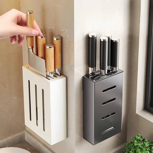 Kitchen Knife Holder Knife Storage Rack No Punching Wall-mou
