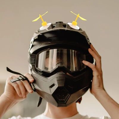 Lovely Helmet Decor Suction Helmet Propeller Mini Windmill D