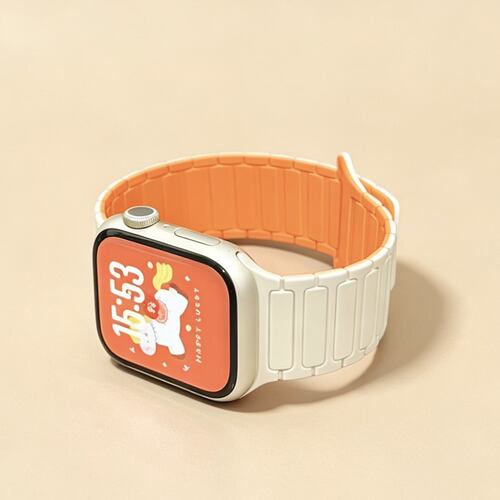 适用iWatch11苹果手表s10小清新s9/硅胶磁吸s8腕带ultra3/2撞色s7