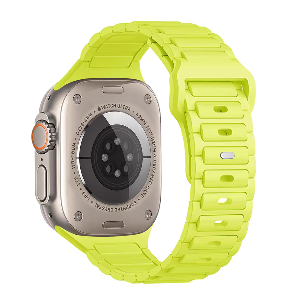 适用苹果S10手表张婧仪同款液态硅胶三株钉扣表带applewatchs98SE
