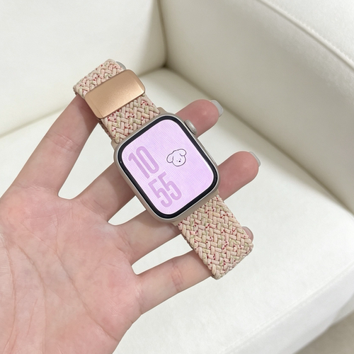 适用iwatch10苹果手表applewatch9表带s11尼龙编织磁吸s9夏天s7女