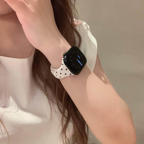 苹果手表iWatch11表带星星波点硅胶小蛮腰适用applewatch10代se女