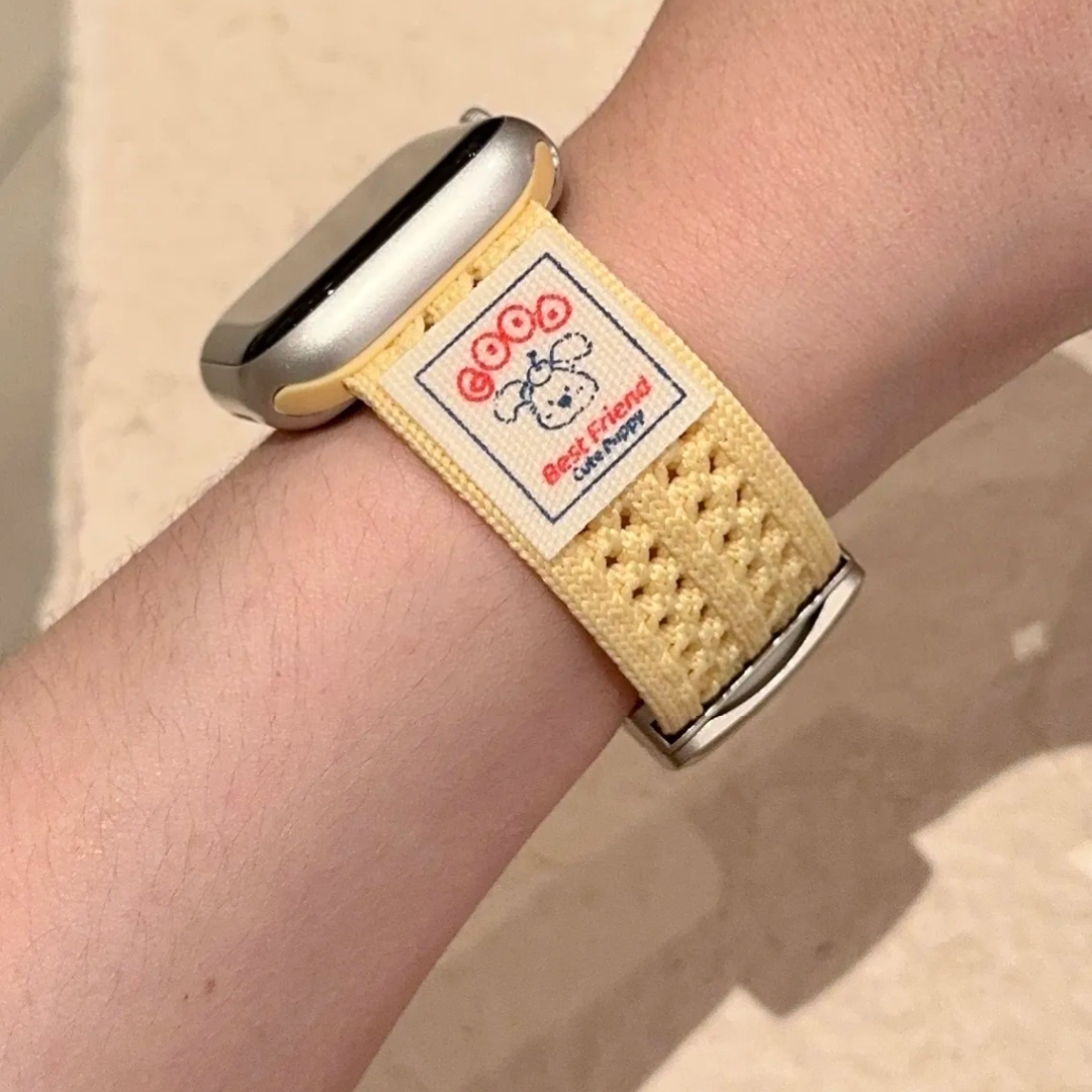 线条小猫适用苹果S11手表iwatch9表带applewatch10磁吸新款S8编织
