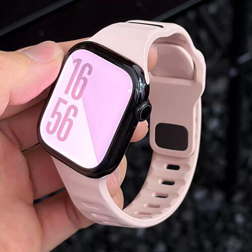 适用苹果手表iwatch10表带扭扭拼色s9硅胶watchs11东倒西歪S8斜切