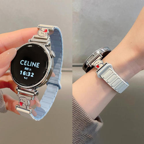爱心小狗磁吸硅胶适用oppooppoX2/X3mini表带硅胶S高级感watch4女