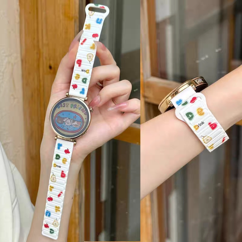 可爱字母磁吸适用小米watchS5/S4表带Watch5高级创意Color2硅胶带