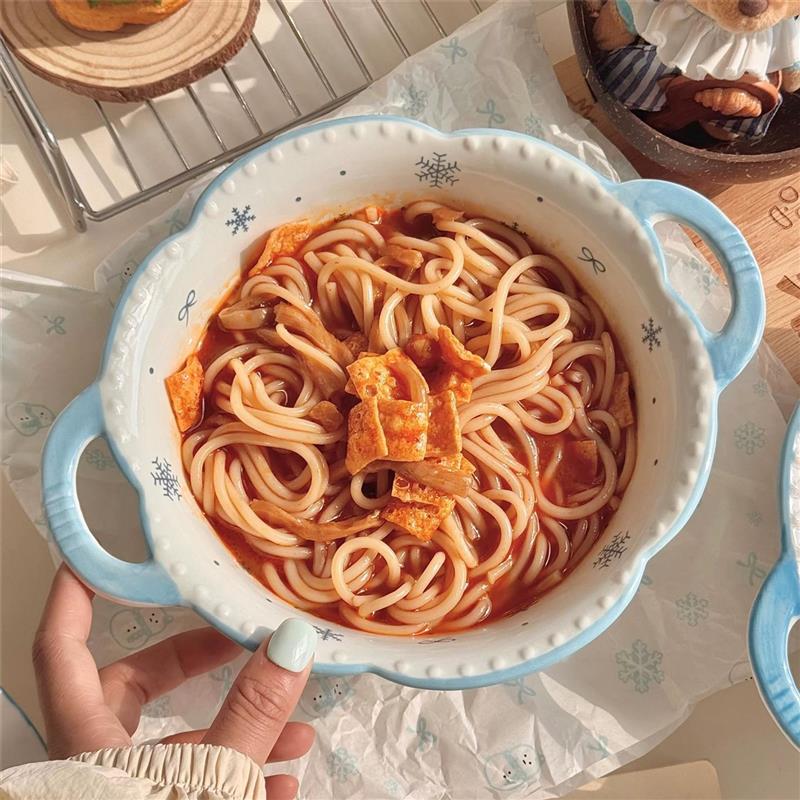 嗦粉专用碗双耳汤碗大学生宿舍泡面碗螺蛳粉碗大号大容量可爱好看