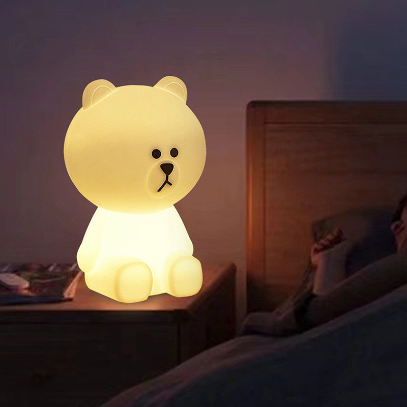 卡通小熊小兔床头灯ins北欧男女孩台灯卧室儿童落地灯充电小夜灯