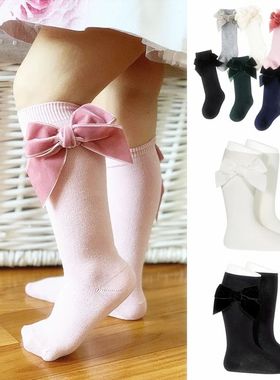 Winter Autumn Baby Girls Christmas Socks Bowknot Kids Knee H